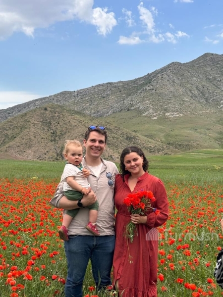 Life in rural Kyrgyzstan: German man studying soil in Batken