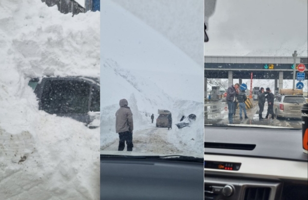 Avalanche on the Dushanbe-Chanak highway buries a family with a baby: witnesses help save them